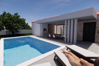 Moderna prizemnica s bazenom na mirnoj lokaciji – novogradnja 15 km od Poreča, Istra